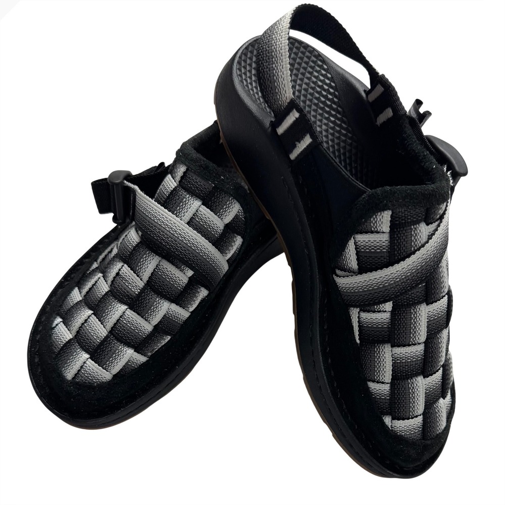 Chaco Canyon Woven Clog Womens 8 Black Grey Adjustable Strap